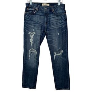 GAP relaxed boyfriend button fly distressed jeans womens sz 28 see measurements